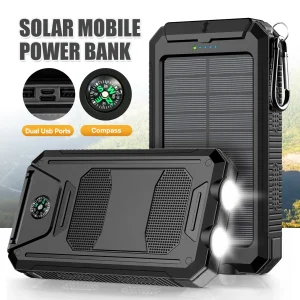 10000mAh Solar Power Bank Portable Waterproof Outdoor