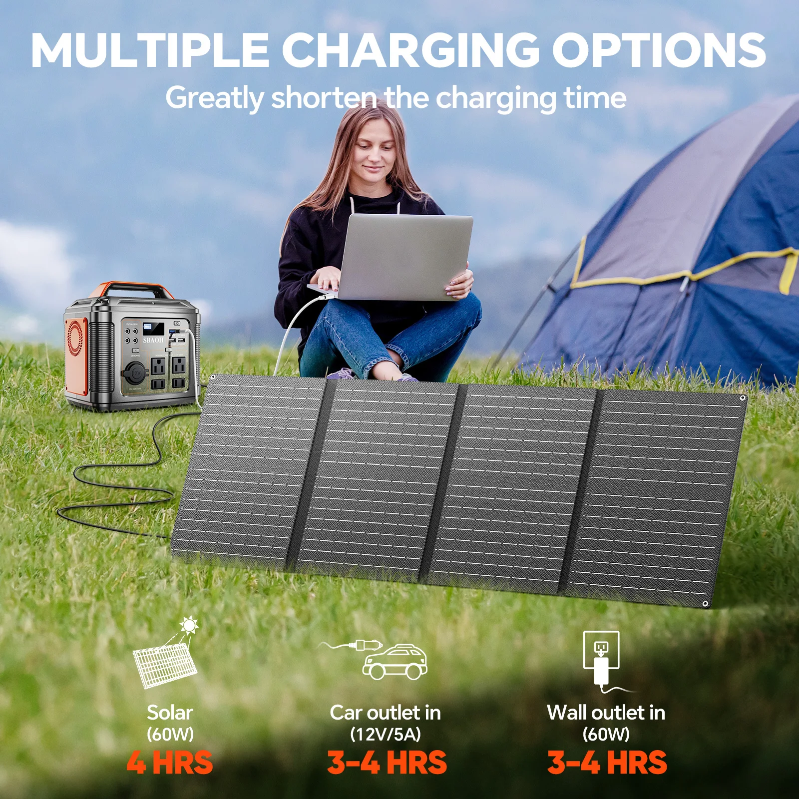 300W Portable Power Station, 80000mAh Camping Solar Generator - Image 2